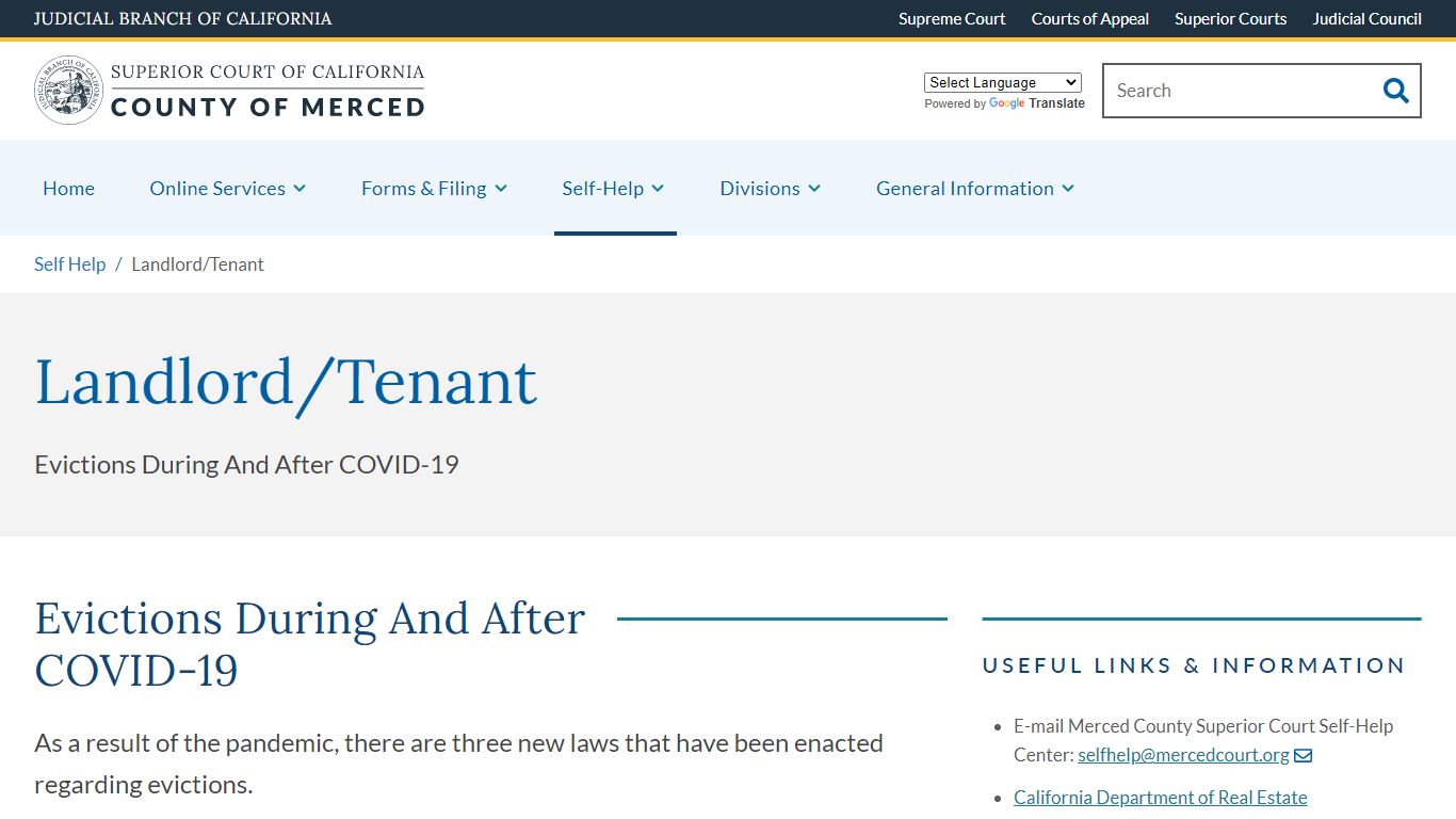 Landlord/Tenant | Superior Court of California | County of Merced